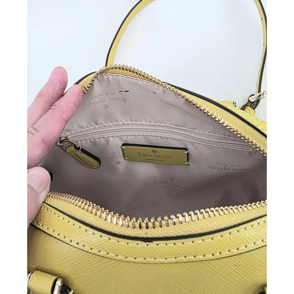 Kate Spade Preppy Satchel Saffiano Leather Crossbody Handbag Women's Yellow